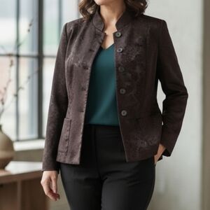 NEW FRONTIER, Elegant short blazer size 8, with mandarin collar